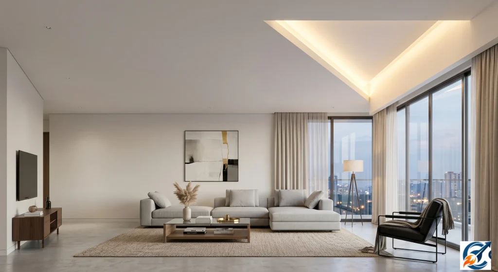 Diagonal cut minimalist POP ceiling design
