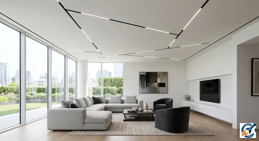 Modern POP ceiling integrated with sleek LED profile lights
