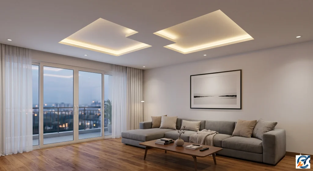  Intersecting squares modern POP false ceiling design
