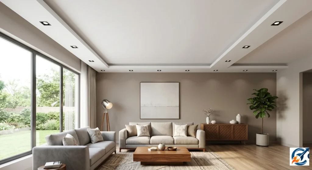 L-shaped simple POP border design for living room