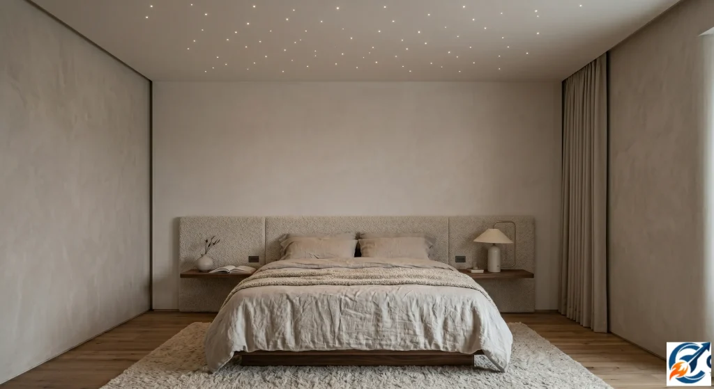 Simple integrated starry light point POP design bedroom ceiling.
