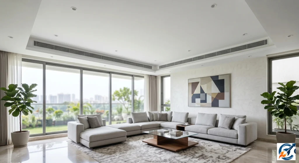 Simple POP ceiling border integrating hidden AC vents
